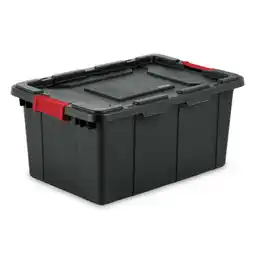 Walmart Sterilite 15 Gal Durable Rugged Industrial Tote with Red Latches, 12 Pack offer