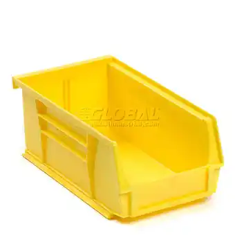 Walmart Global Industrial Plastic Hang & Stack Bin, Yellow - 7.375 x 4.125 x 3 in offer