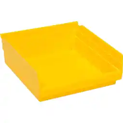 Walmart Global Industrial 184845YL Plastic Nesting Storage Shelf Bin - 11.125 x 11.625 x 4 in. - Yellow offer