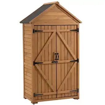 Walmart Outside Wooden Storage Shed Closet Storage Cabinet with Shelves, Garden Wood Tool Shed offer