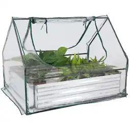 Walmart Sunnydaze 4' x 3' x 3' Outdoor Mini Greenhouse with Metal Raised Garden Bed, Clear offer