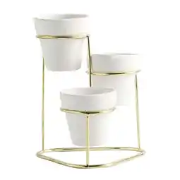 Walmart 3Pcs Small Pots w. Metal Holder, Pots, Cute Unique Bedroom Bathroom Decorations, Table Centerpiece offer