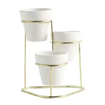 Walmart 3Pcs Small Pots w. Metal Holder, Pots, Cute Unique Bedroom Bathroom Decorations, Table Centerpiece offer