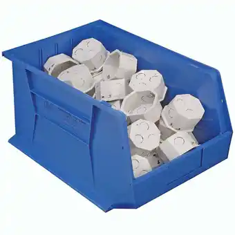 Walmart Global Industrial 4271918 Plastic Hang & Stack Bin, Blue - 18 x 11 x 10 in offer