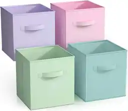 Walmart Sorbus Collapsible Cube Fabric Storage Bins (10 x 10), 4 Pack, in Child & Nursery Pastel Colors offer