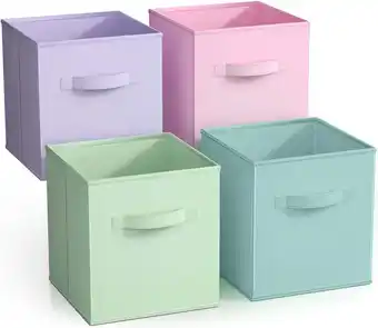 Walmart Sorbus Collapsible Cube Fabric Storage Bins (10 x 10), 4 Pack, in Child & Nursery Pastel Colors offer