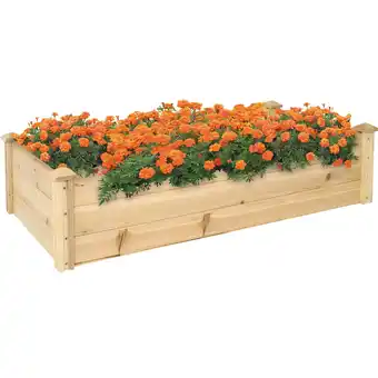 Walmart Sunnydaze 24 x 48.25 x 12.25 Rectangular Natural Wooden Outdoor Raised Garden Bed offer