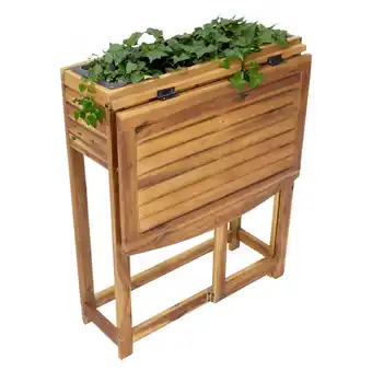 Walmart Sunnydaze 24.25 x 25 x 30.5 Natural Acacia Wood Rectangular Raised Garden Bed with Shelf offer