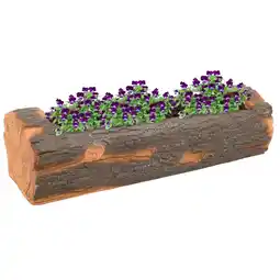 Walmart Sunnydaze Rustic Log 35.5 x 13 x 9.75 Polyresin Outdoor Planter with Drainage Holes offer