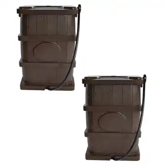 Walmart FCMP Outdoor 45 Gal Wood Grain Rain Water Catcher Barrel, Brown (2 Pack) offer