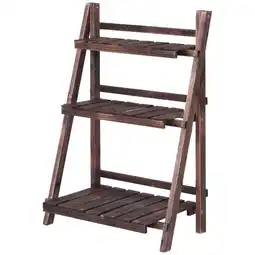 Walmart Topbuy Folding Garden Wood Flower Pot Shelf 3 Tier Display Rack offer