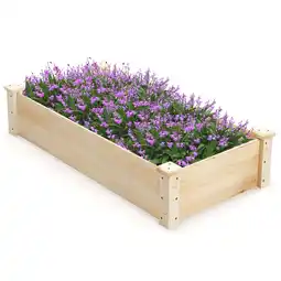 Walmart Costway Raised Garden Bed Fir Wood Wooden Square Wood Planter Box for Flower Outdoor offer