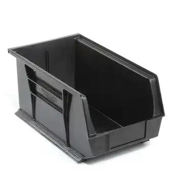 Walmart Global Industrial Plastic Hang & Stack Bin, Black - 14.75 x 8.25 x 7 in offer