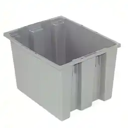 Walmart Global Industrial Plastic Stack & Nest Storage Container No Lid - 19.5 x 15.5 x 13 in. - Gray offer