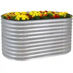 Walmart Sunnydaze 62.5 x 32 x 32 Oval Silver Steel Stackable Raised Garden Bed offer