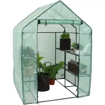 Walmart Sunnydaze 4.5' x 4.5' x 6.5' Outdoor Portable Walk-In Greenhouse with 4 Shelves, Green Cover offer