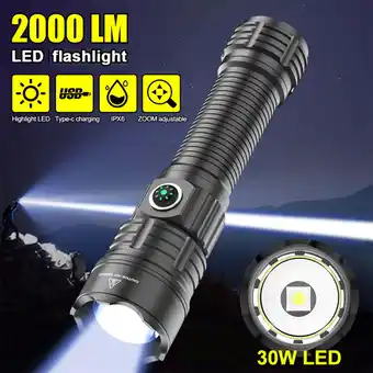 Walmart 1800 lumens Outdoor Emergency Flashlight Equipping with 30W Bead 3 Light Modes Waterproof Black offer