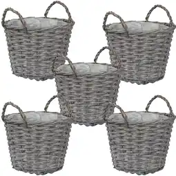 Walmart Sunnydaze 8 x 8 x 8.75 Willow Wicker Indoor Planter Basket Set with Liners 5-Count offer