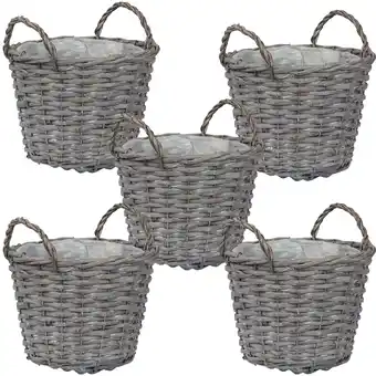 Walmart Sunnydaze 8 x 8 x 8.75 Willow Wicker Indoor Planter Basket Set with Liners 5-Count offer