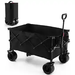 Walmart Costway Folding Collapsible Wagon Utility Garden Cart w/ Wide Wheels Adjustable Handle Black offer