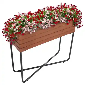 Walmart Sunnydaze 24.25 x 7 x 23.5 Brown Acacia Wood Rectangular Raised Garden Bed with Legs offer