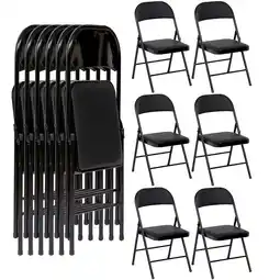 Walmart SUGIFT Vinyl Folding Chair 6 Pack, Black offer