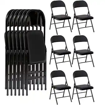 Walmart SUGIFT Vinyl Folding Chair 6 Pack, Black offer