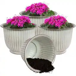 Walmart Sunnydaze Carlotta 14.75 x 14.75 x 11.25 Round White Metal Outdoor Planter 4-Count offer