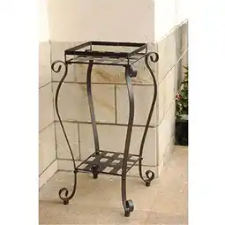 Walmart International Caravan 3446-27-RT-BN Iron Square Plant Stand, Rustic Brown offer