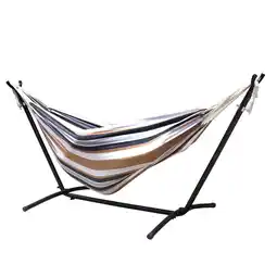 Walmart ZENY 9ft Portable Double Hammock W/ Metal Stand & Carrier, Tan Stripe offer