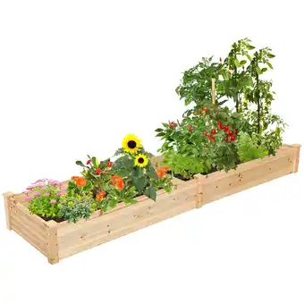 Walmart Costway Raised Garden Bed Wooden Elevated Planter Box Herbs Flowers Vegetables Bed Kit offer