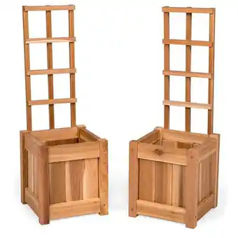 Walmart All Things Cedar 12 x 12 x 13 in. Planter Boxs with Trellis - Set of 2 offer