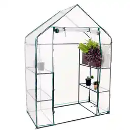 Walmart Sunnydaze 4.5' x 2' x 6.5' Outdoor Portable Walk-In Greenhouse with 4 Shelves, Clear Cover offer