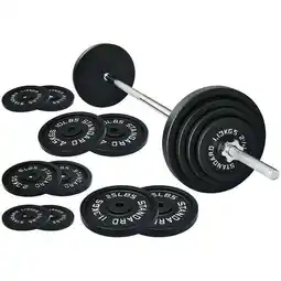 Walmart BalanceFrom Cast Iron Standard Weight Including 5FT Standard Barbell with Star Locks, 95-Pound Set offer