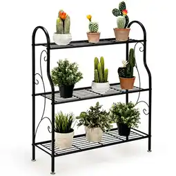 Walmart Gymax 3-Tier Metal Plant Stand Elegant Scrollwork Pattern Flower Display Shelf offer