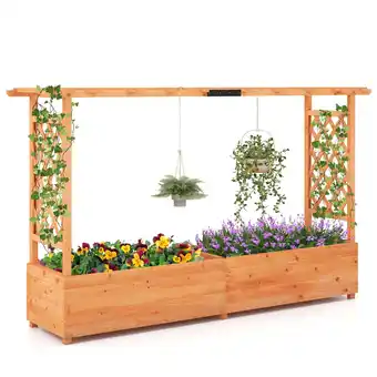 Walmart Costway 1 PCS Raised Garden Bed with Trellis Hanging Roof Planter Box Drainage Holes for Patio offer