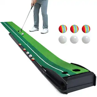 Walmart Fisca Putting Green Mat 9.9FT Golf Training Putting Mat with Auto Ball Return for Indoor/Outdoor offer