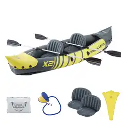 Walmart Promarine 2 Person Inflatable Kayak Set Foldable Paddle Boat with Adjustable Seat, Foot Pump, Yellow offer