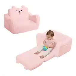 Walmart AILEEKISS Toddler Sofa Chair, Foldable Kids Sofa Couch, Convertible Baby Sofa Bed for Playroom, Pink offer