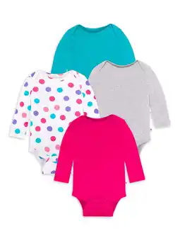 Walmart Little Star Organic Baby Girl 4 Pk Long Sleeve Bodysuits, Size Newborn-24 Months offer