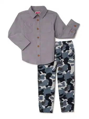 Walmart Wrangler Toddler Boy Long Sleeve Shirt and Pant Set, Sizes 2T-5T offer