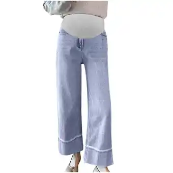 Walmart FAIWAD Women's Maternity Wide Leg Jean Over The Belly Loose Pregancy Denim Jeans with Pockets offer