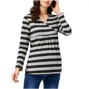 Walmart SHTXOZHI Womens Pregnancy Shirts Long Sleeve Nursing Maternity Tops Striped Breastfeeding Tees offer