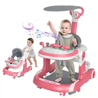 Walmart HAOUUCYIN 5-in-1 Baby Walker with Foot Pads/Handles for Girls Boys, Pink offer