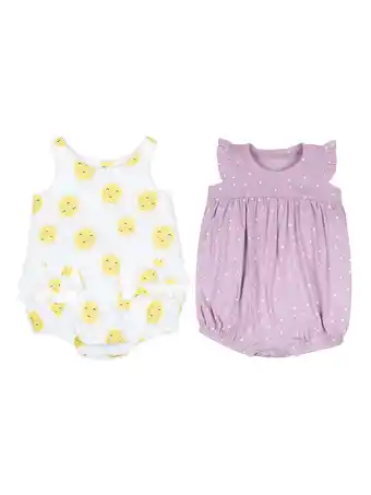 Walmart Little Star Organic Baby Girl 2 Pk Sleeveless Bubble Rompers, Size Newborn - 24 Months offer