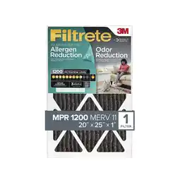 Walmart Filtrete 20x25x1 Air Filter, MPR 1200 MERV 11, Allergen Plus Odor Reduction, 1 Filter offer