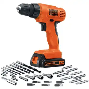 Walmart BLACK+DECKER 20V MAX* POWERECONNECT Cordless Drill/Driver + 30 pc. Kit (LD120VA) offer