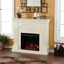 Walmart SEI Furniture Salerno Electric Fireplace in Ivory offer