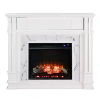 Walmart SEI Furniture Highgate Touch Screen Wood Electric Media Fireplace in White offer