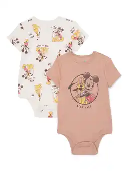 Walmart Disney Mickey Mouse Baby Boys Bodysuit, 2-Pack, Sizes 0M-24M offer